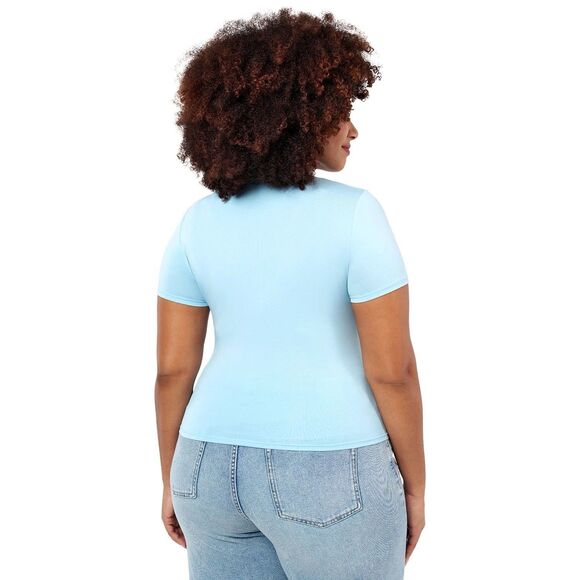 Edited by Remi Bader Women's Light Blue Stretch Baby Tee Size XL New - Picture 6 of 11